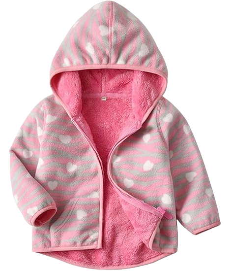 Pink Leopard Heart Fleece Hoodie