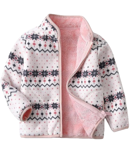 Fair Isle White Fleece Jacket