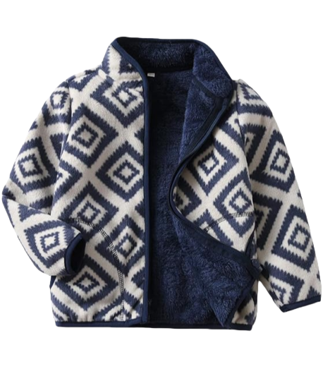 Navy Diamond Fleece Jacket