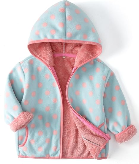 Pink Blue Dots Fleece Hoodie