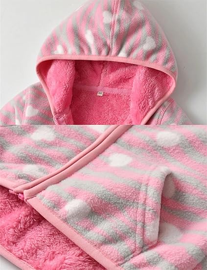 Pink Leopard Heart Fleece Hoodie