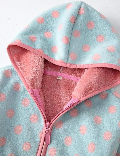 Pink Blue Dots Fleece Hoodie