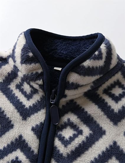 Navy Diamond Fleece Jacket